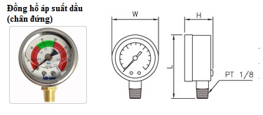 Đồng hồ áp suất dầu chân đứng